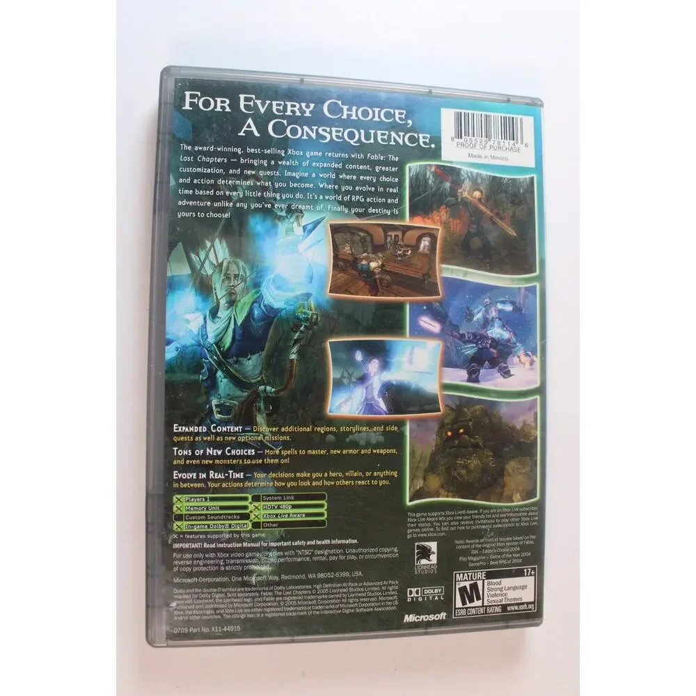 Fable: The Lost Chapters (Microsoft Xbox, 2004) Platinum Hits - Authentic